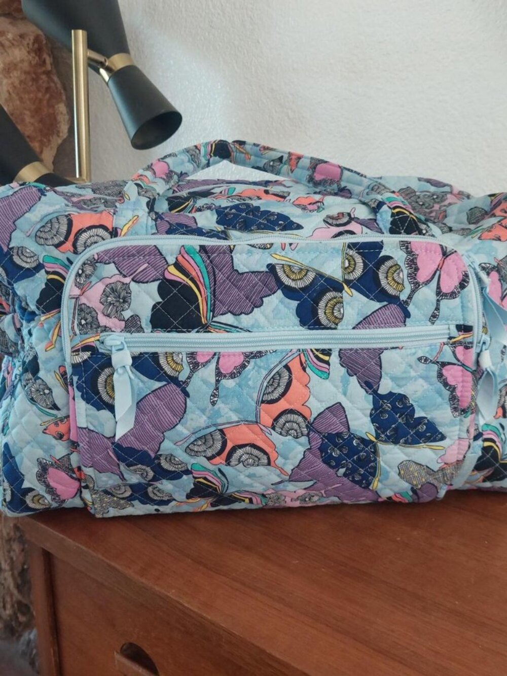 Vera Bradley Butterfly By Weekender Travel Bag Quilted Large Duffel Tote